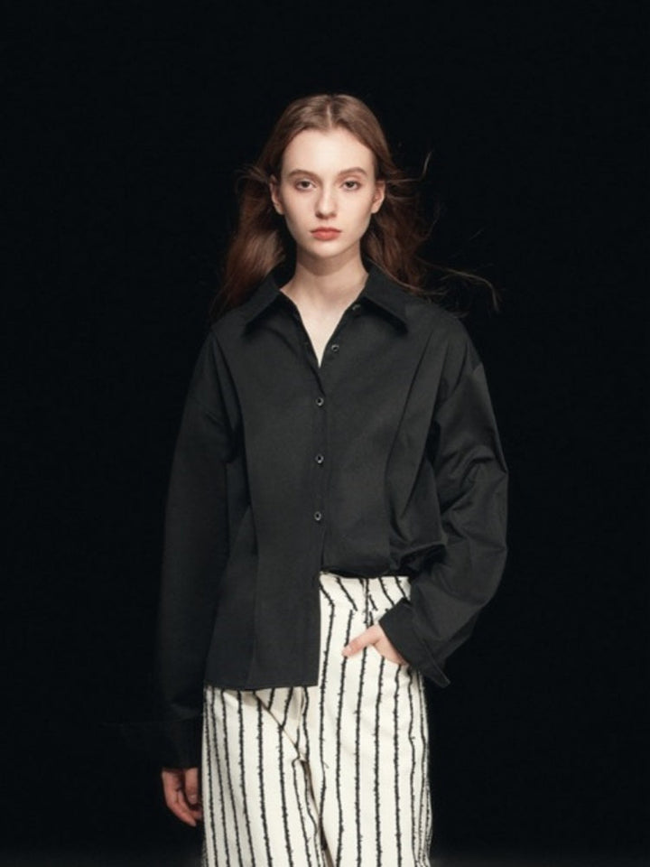 French-Inspired Cotton Cardigan Shirt
