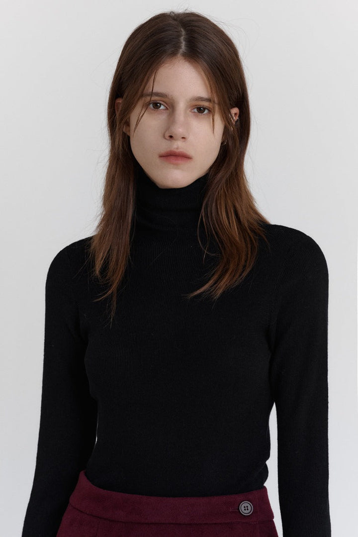Wool Stretch Slim-Fit Turtleneck Sweater