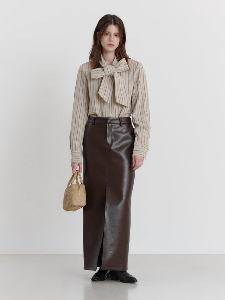 Casual Chic Split Leather  Skirt