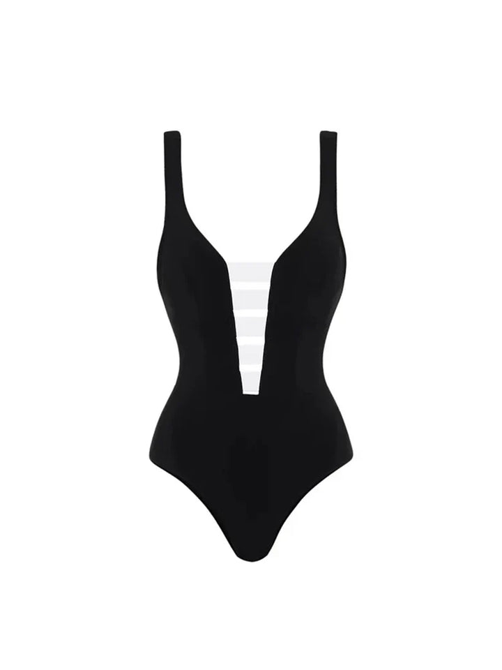 Colorblock Minimal One Piece Swimsuit Set