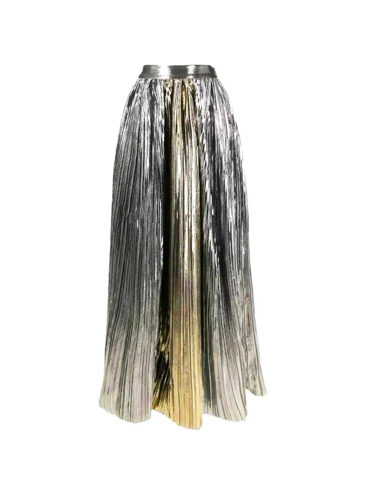 Cutout Silver Patchwork One-Piece with Skirt