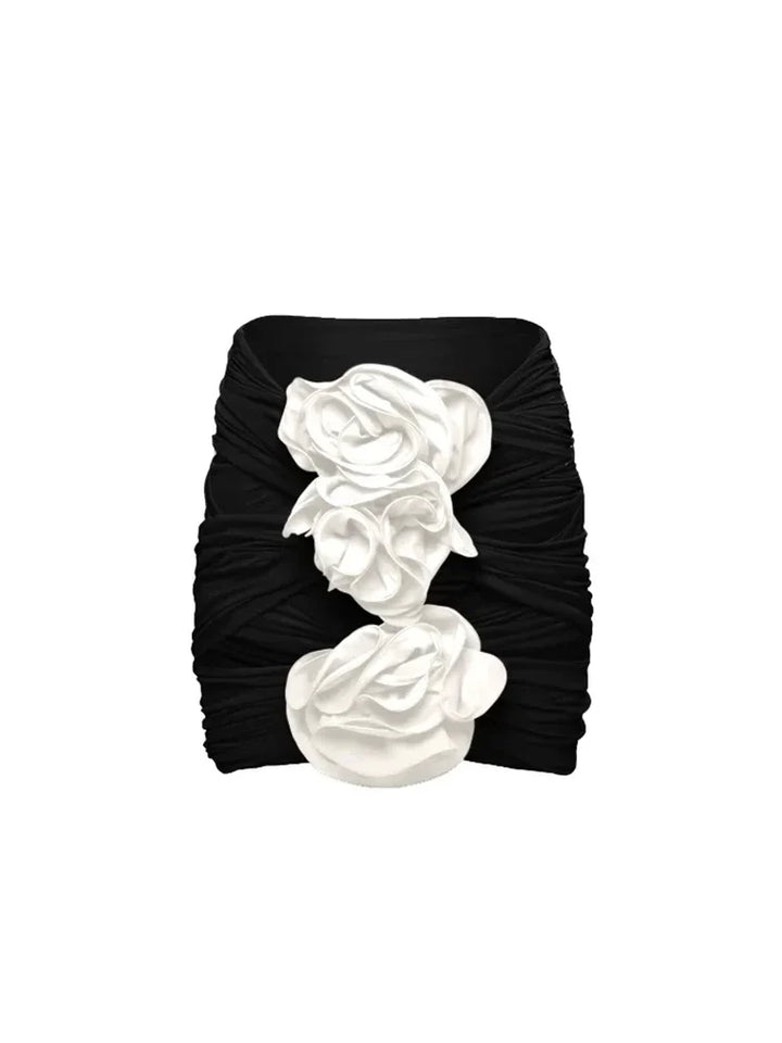3D Floral Black Swimsuit Set