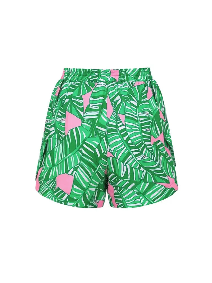 Green Ruffle Print One Piece Swimsuit