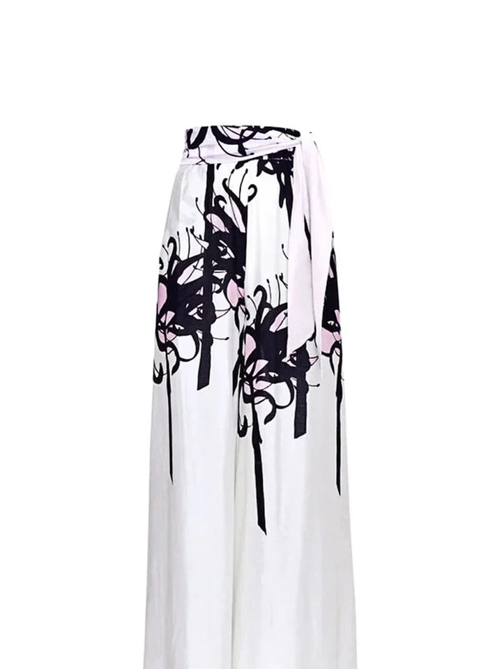 Chinese Ink Print One Piece Swimsuit Set