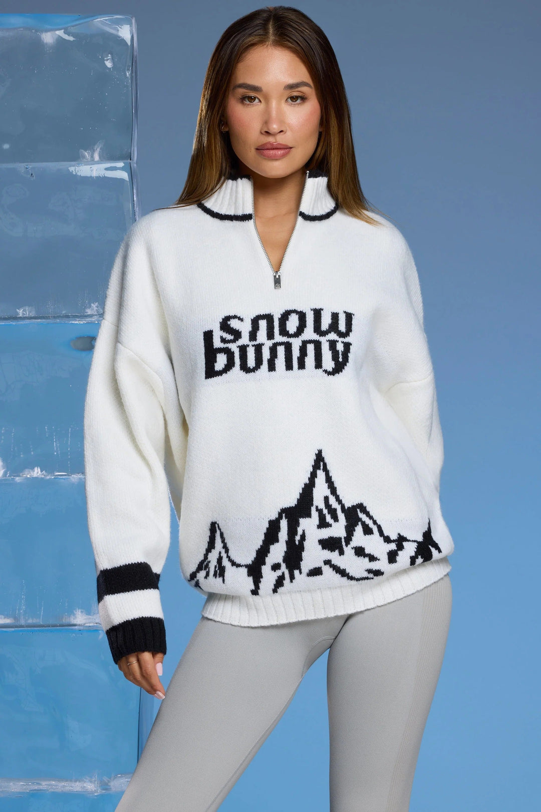 Snow Bunny Half Zip Sweater