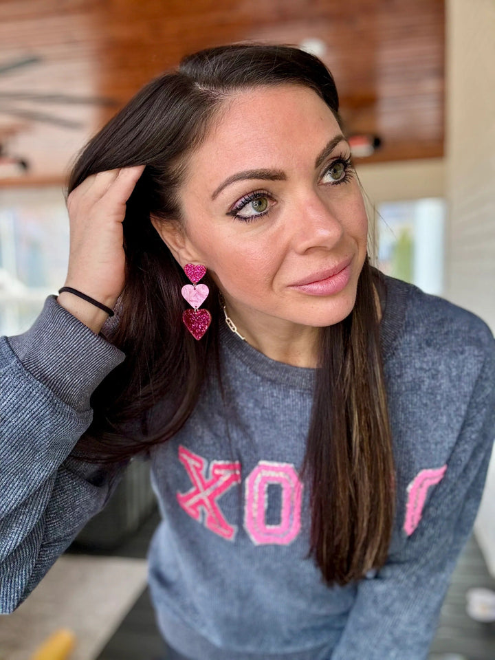 Triple Heart Expression Earring
