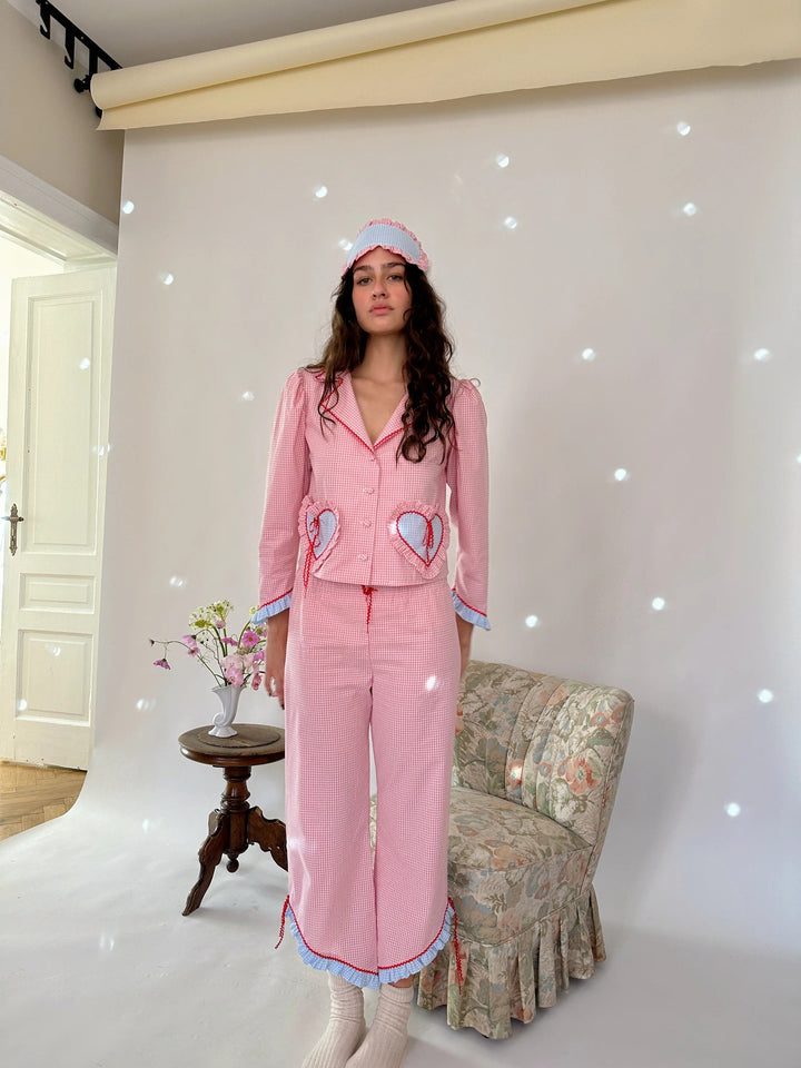 Heart-Shaped Pockets Pink Pyjama