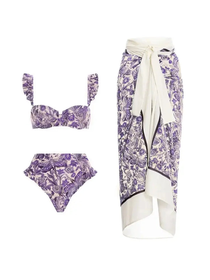 Dragonfly Ruffle Bikini Swimsuit Set