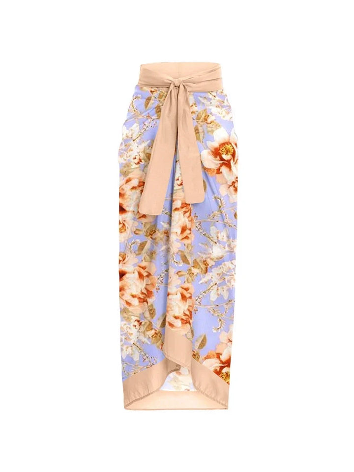 Cutout Floral Tie-Waist One-Piece Swimsuit