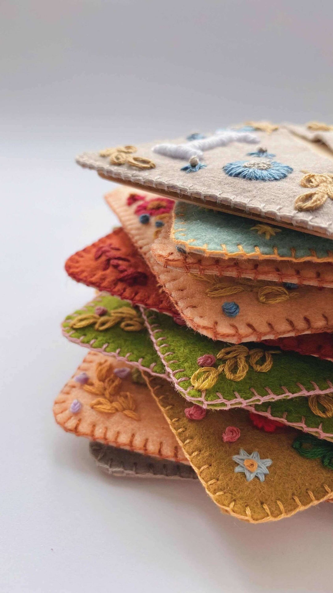 Hand Embroidered Felt Triangle Page Stitched Corner Bookmark