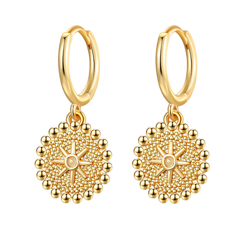Statement Stud Earrings - Bohemian Round Coin Zircon