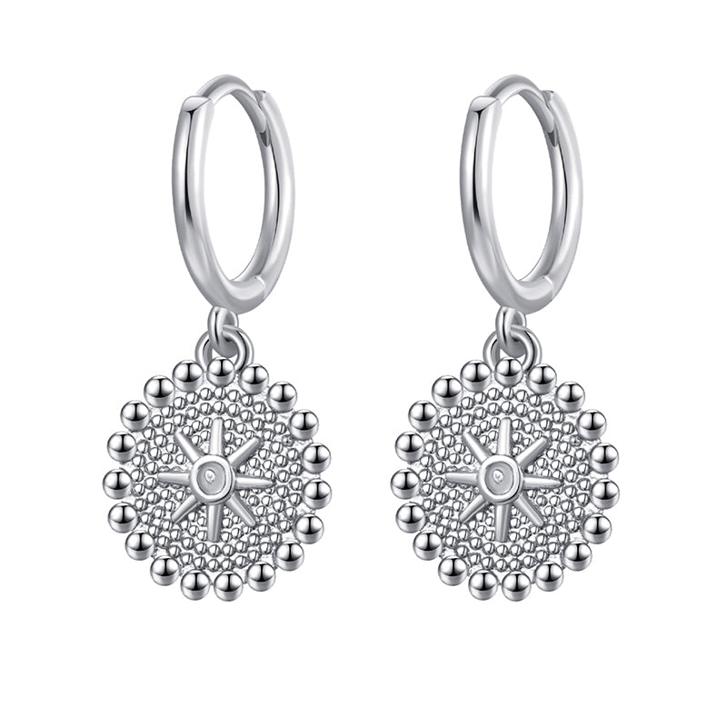 Statement Stud Earrings - Bohemian Round Coin Zircon