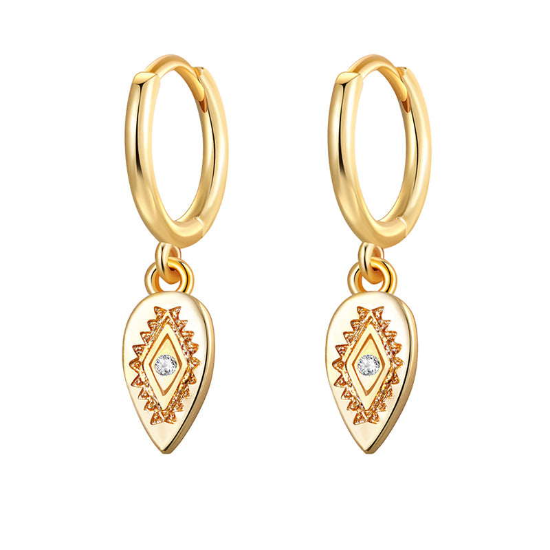 Statement Stud Earrings - Bohemian Round Coin Zircon