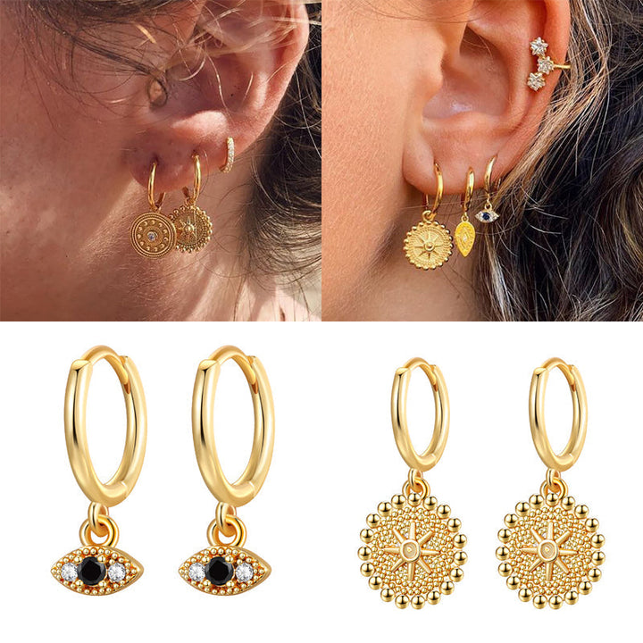 Statement Stud Earrings - Bohemian Round Coin Zircon