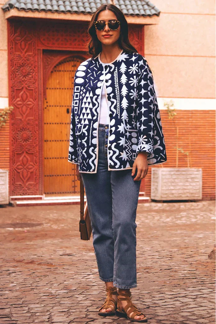 Quilted Floral Print Jacket