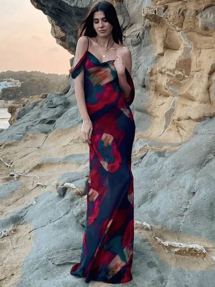 Women'S Red And Black Maxi Dress