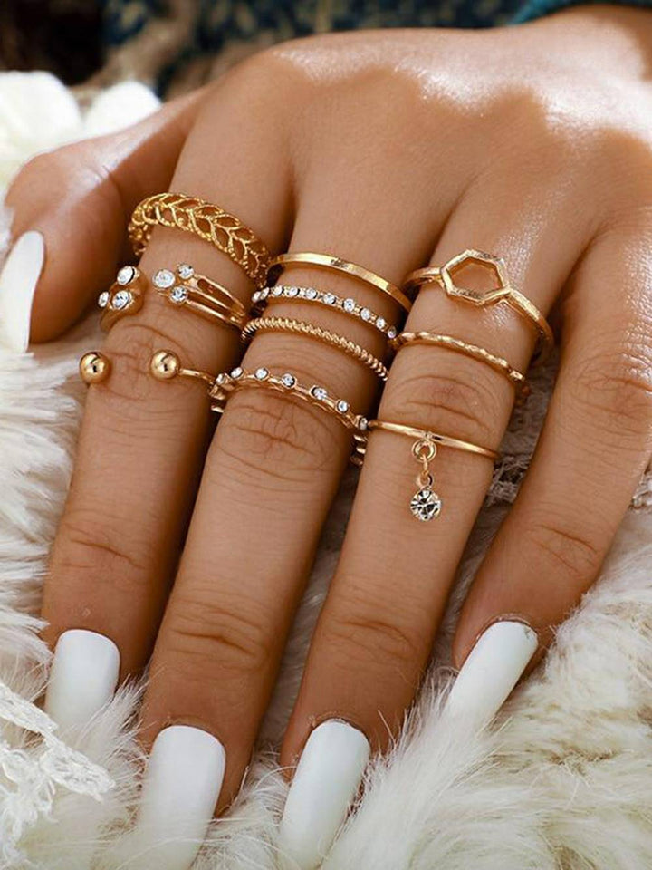 Boho Rings - Crystal Geometric Iris Set 8pcs